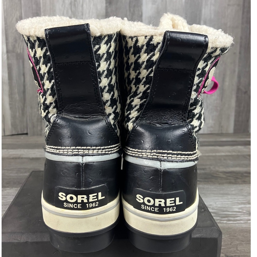 Sorel Tofino Houndstooth Black White Pink Waterproof Winter Boots NL1627-010 9 - Picture 4 of 7
